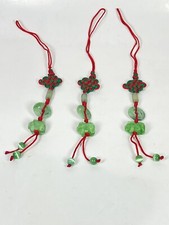 3PC Hand Carved Natural Jade Chinese Zodiac Boar Pendant Knotted CellPhone Charm