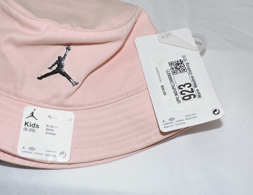 Bucket Hat Nike Jordan Jumpman YOUTH kids Twill Black Chrome Badge Pink - Picture 4 of 6