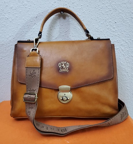 New Pratesi Women's Brown Leather Top Handle Satchel/Shoulder Bag With Strap - Picture 2 of 17