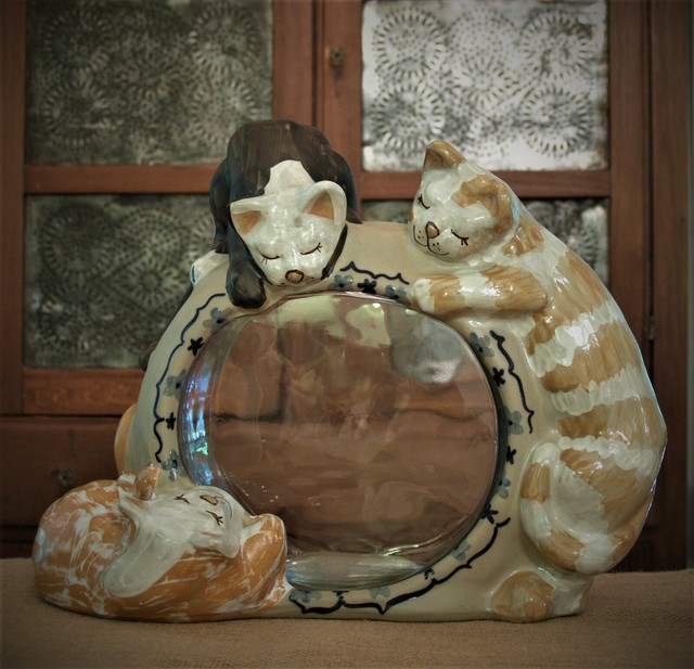 Louisville Stoneware Classy Cats Fish Bowl Surround Whimsical Art