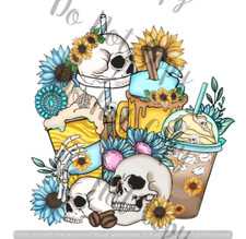 Skulls Coffee Sublimation Transfer Ready to Press