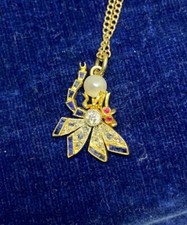 Sapphire Rose Diamond Ruby Dragonfly Insect Necklace Art Nouveau 14 Karat Gold
