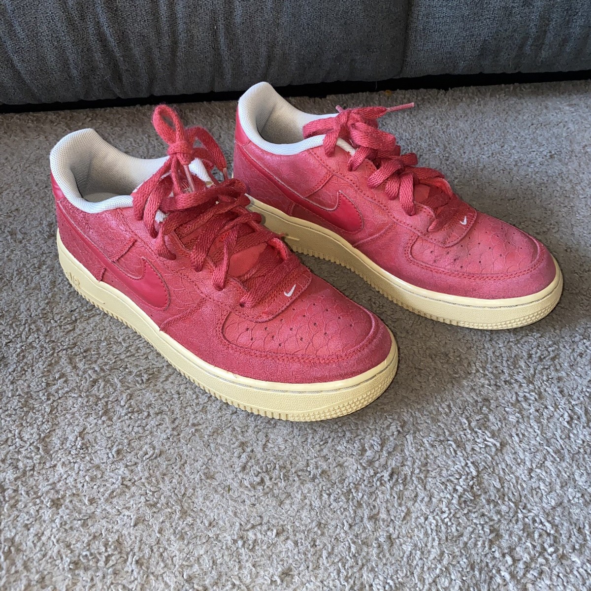 Nike AF-1 Red Crocodile Print Sneakers Size Boy's 6Y(820438-600