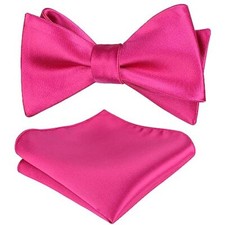 Men's Self-tied Solid Color/Animal Pattern Bow Tie and Pocket 036-magenta