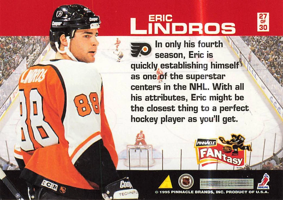 1995-96 Pinnacle #27 Eric Lindros FANtasy - Image 2 of 2