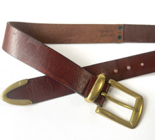 Vintage The RITZ 37in Western Leather Cowboy Cowgirl Belt Brass Buckle