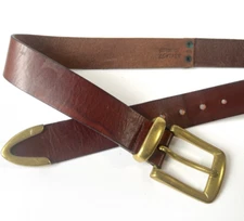 Vintage The RITZ 37in Western Leather Cowboy Cowgirl Belt Brass Buckle