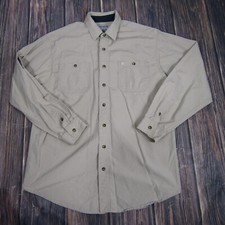 Carhartt Mens XL Tall Beige Button Down Work Shirt Workwear