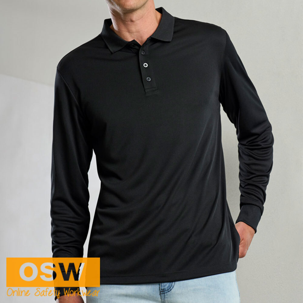 10 x Mens Action Long Sleeve Breathable Certified Polyester Polo Shirt P206ML image 3