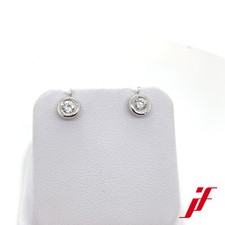 Earrings IN 585 White Gold 2 with Diamonds Together 0,22 CT Top Wesselton / Vsi