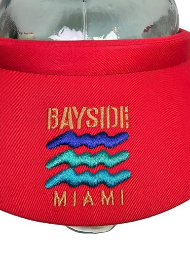 Vintage Bayside Miami Florida Beach Water Waves Women's Visor Red - Picture 5 of 8