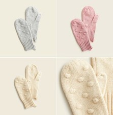 New Crewcuts Girl Beige Gray Pink Soft Knit Cotton Bobble Mitten Gloves M L