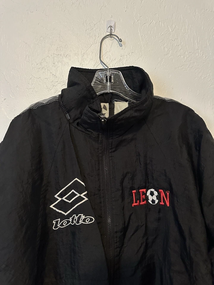 Chaqueta Deportiva Lotto Vintage Años 90 Calcio Italia Nylon Aislada L-XL Negra Fútbol Foto 3 de 4