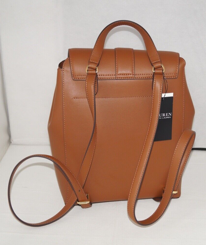NWT Authentic RALPH LAUREN Tan Leather with RL Gold Tone 