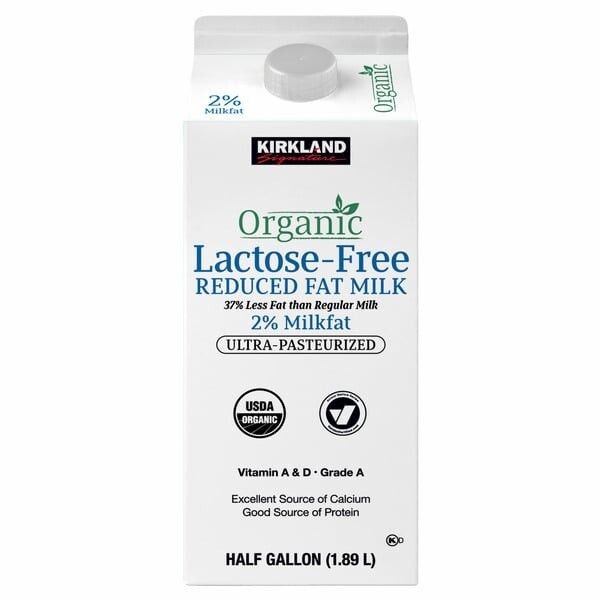 Kirkland Signature Organic Lactose Free 2% Reduced Fat Milk, Half Gallon,  ct