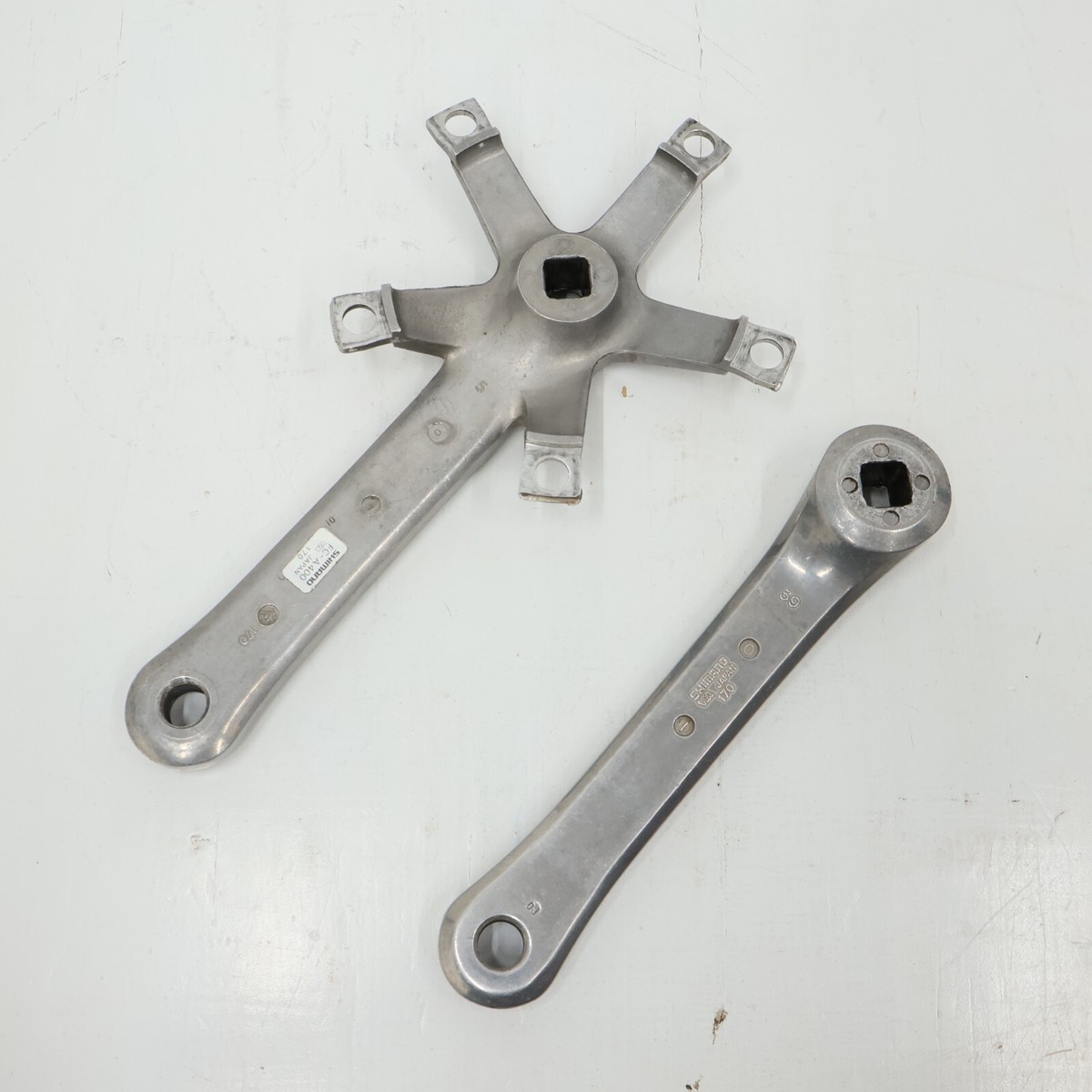 Ensemble Manivelle Vintage Shimano Exage 400 EX - 170 Mm, Double Plateau, Argent - Vélo De Route Occasion