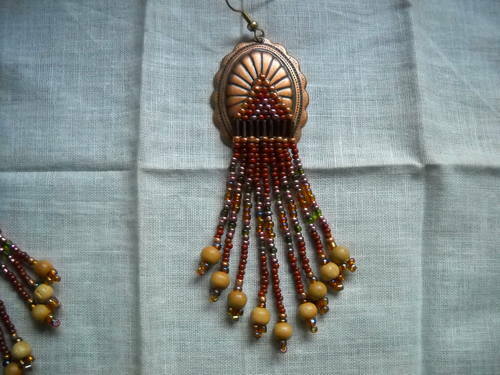 Beautiful Handmade Beaded Southwestern Concho Pierced Earrings - Picture 2 of 2