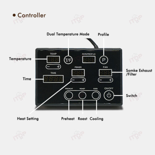 Electric Coffee Bean Roaster Roasting Machine with Smoke Filter and Baking Curve - Foto 4 di 14