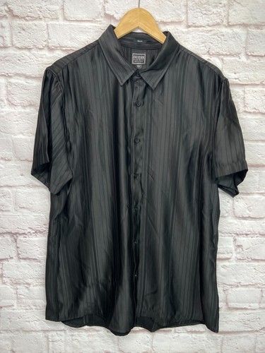 GUESS Mens Black STRIPE SLIM FIT Button-Down Dress Shirt SIZE L - Picture 1 of 10