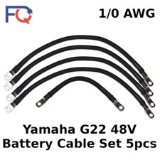 1/0 AWG Gauge Yamaha G22 48V 2003 & Up Golf Cart Battery Cable 5pcs Set USA Made