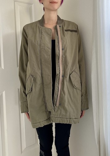 ✨New ABERCROMBIE & FITCH Sherpa-Lined Twill Jacket Olive Womens Size Small $180 - Picture 11 of 13