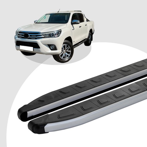 Pedane Adatte Per Toyota Hilux Revo Da 05/2015 DOLU Argento ABE