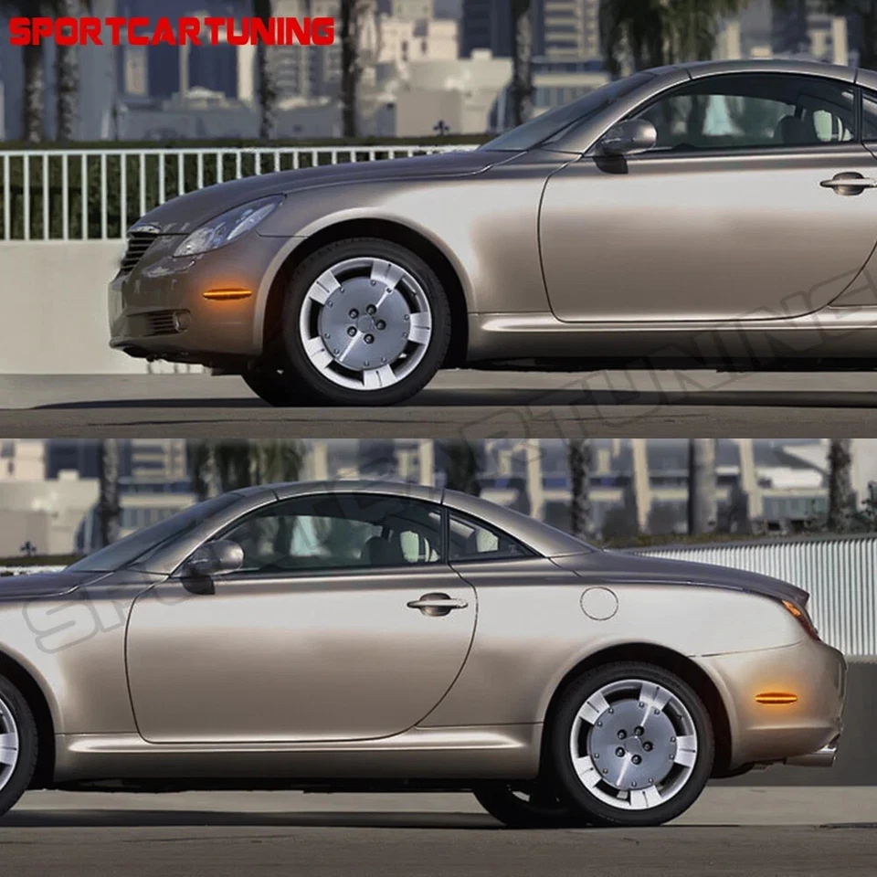 For 2002-2010 Lexus SC430 Smoked Front & Rear Amber LED Side Marker Lights 4PCS - Imagem 3 de 4