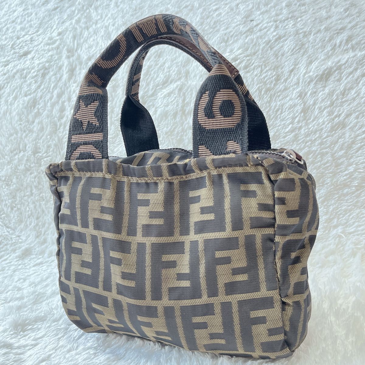 RARE FENDI Mini Handbag in Zucca FF Pattern Excellent Condition Vanity Bag FE  