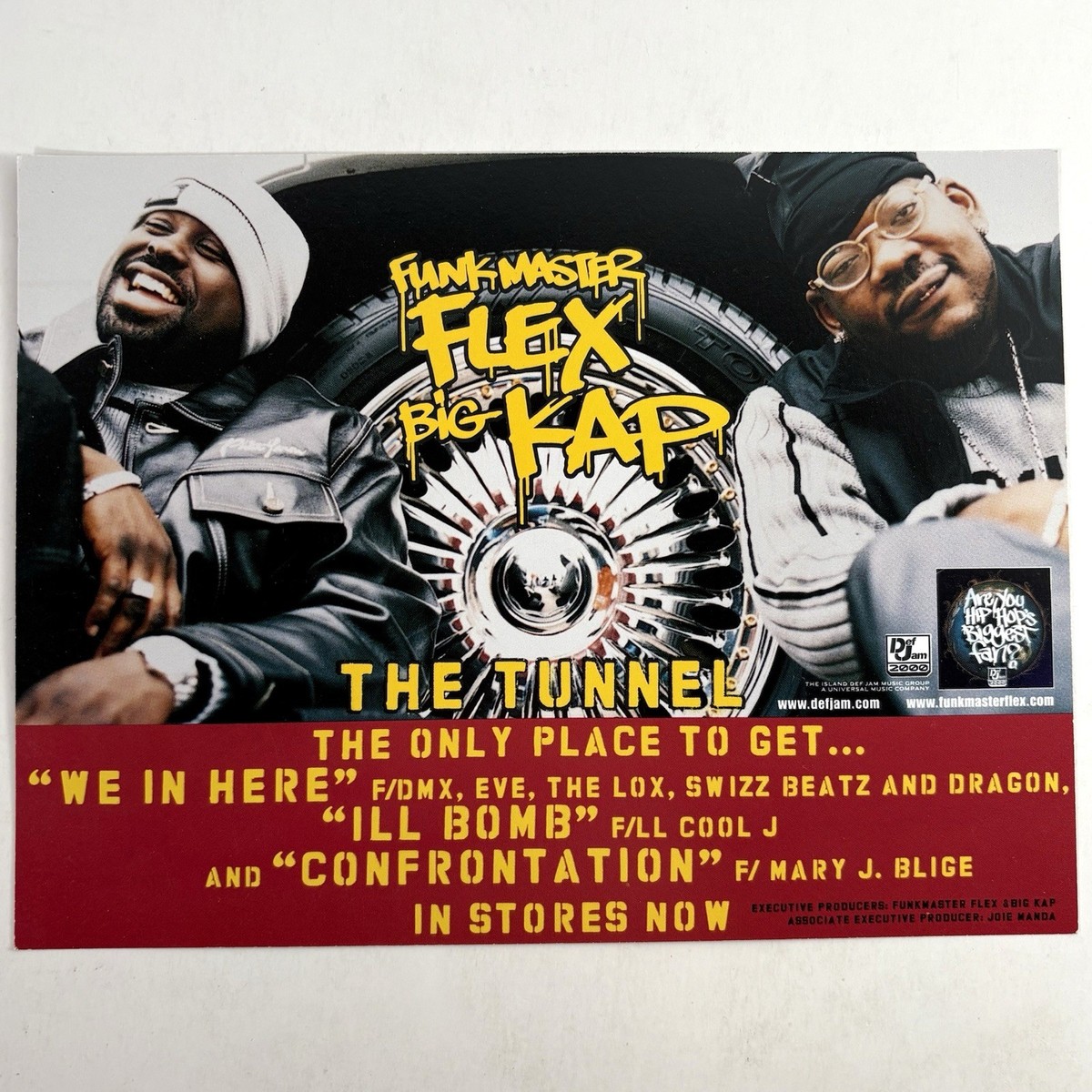 Funkmaster Flex & Big Kap The Tunnel Vintage 1999 8x6” Promo Flyer