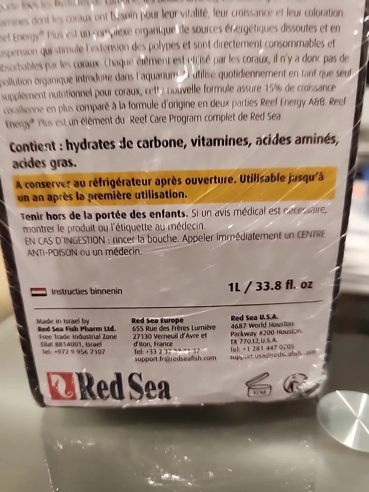 Red Sea Reef Energy Plus AB+ Coral Nutrition Supplement 1 Liter - Image 2 of 3