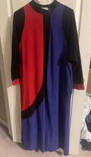 VNT 70s VANITY FAIR Robe Zip-Front Velour House Coat XL 18 Purple Red Colorblock