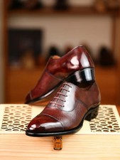 New Men's Handmade Brown Color Leather Oxford Cap-Toe Lace Up Dress Formal Shoes