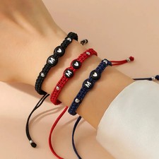 26 Letter Initial Bracelet Heart Band Handmade Name Braided A Z Couples 1 Pc