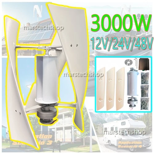 3000W Vertical Wind Turbine Generator 12V/24V/48V MPPT Controller Windmill Motor