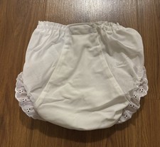 NEW 4 pair White Eyelet Trim Diaper Cover Bloomers Baby Girls sizes N-24 month