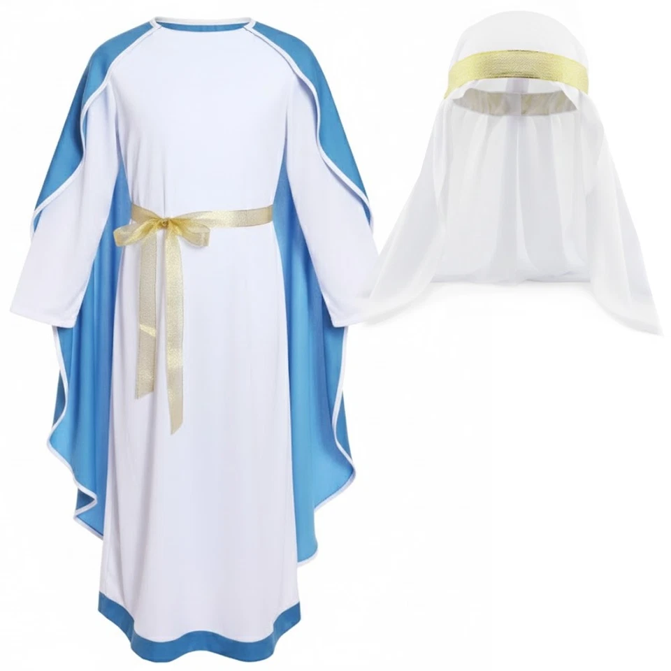 GIRLS CHRISTMAS NATIVITY VIRGIN MARY COSTUME CHILDS KIDS SCHOOL PLAY FANCY DRESS - Image 2 of 4