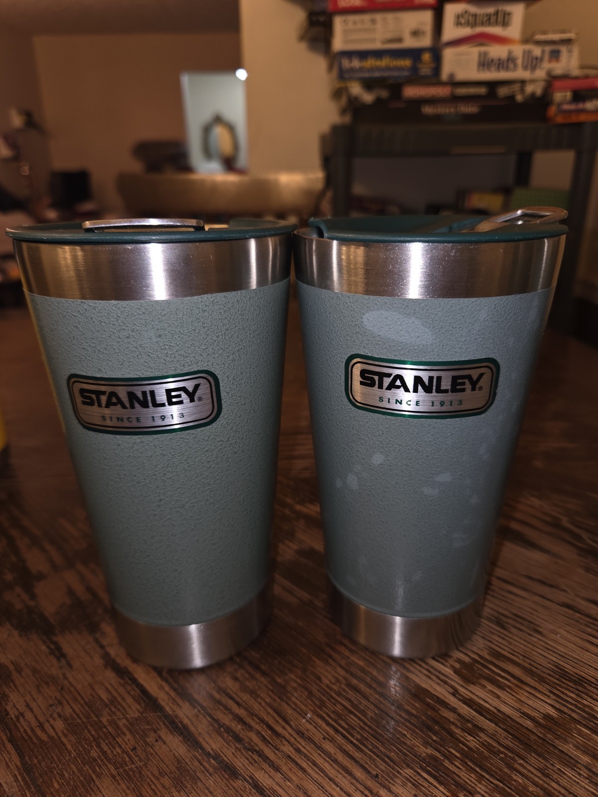 2X Classic Vacuum Pint 16oz Green/silver Stanley With Bottle