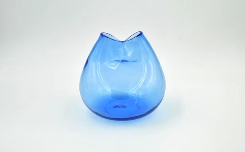 Vintage Blenko Glass Ivy Vase - Design #39 - Sky Blue