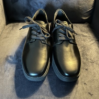 FitFlop F-Luma Box Shoes Womens Size 10 Black Leather Derby Wedge Lace Up Casual