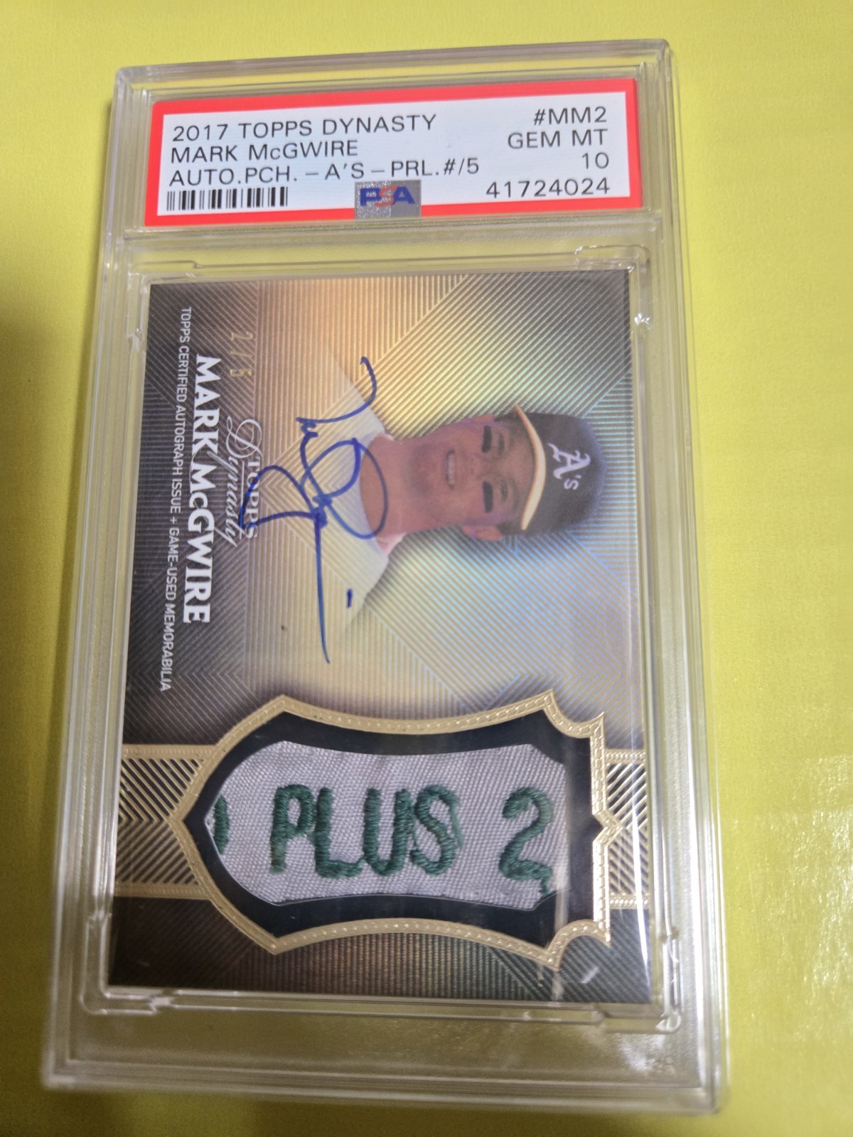 2017 Topps Dynasty Mark McGwire Autograph Patch 2/5 PSA 10 #MM2 view 2