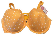 Cacique by Lane Bryant Yellow Polka Dot T-Shirt Bra Lined Cups 44DDD