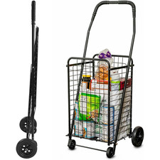 DMI Folding Utility Cart Wheels 90 lb, Lightweight Rolling Shopping Laundry Cart