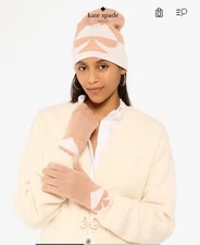 Kate Spade Women  oversized beanie and glove set one size Tan new