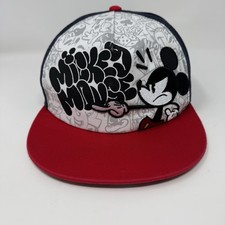 Disney Parks Angry Mickey Mouse Cap Hat with Graffiti Adult Snapback Navy Red OS