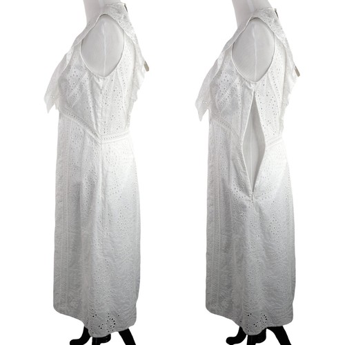 Burberry Beckie weißes Midi-Rüschenkleid mit Ösen Damengröße 8 UVP 995 $ *NEU* - Bild 5 von 9