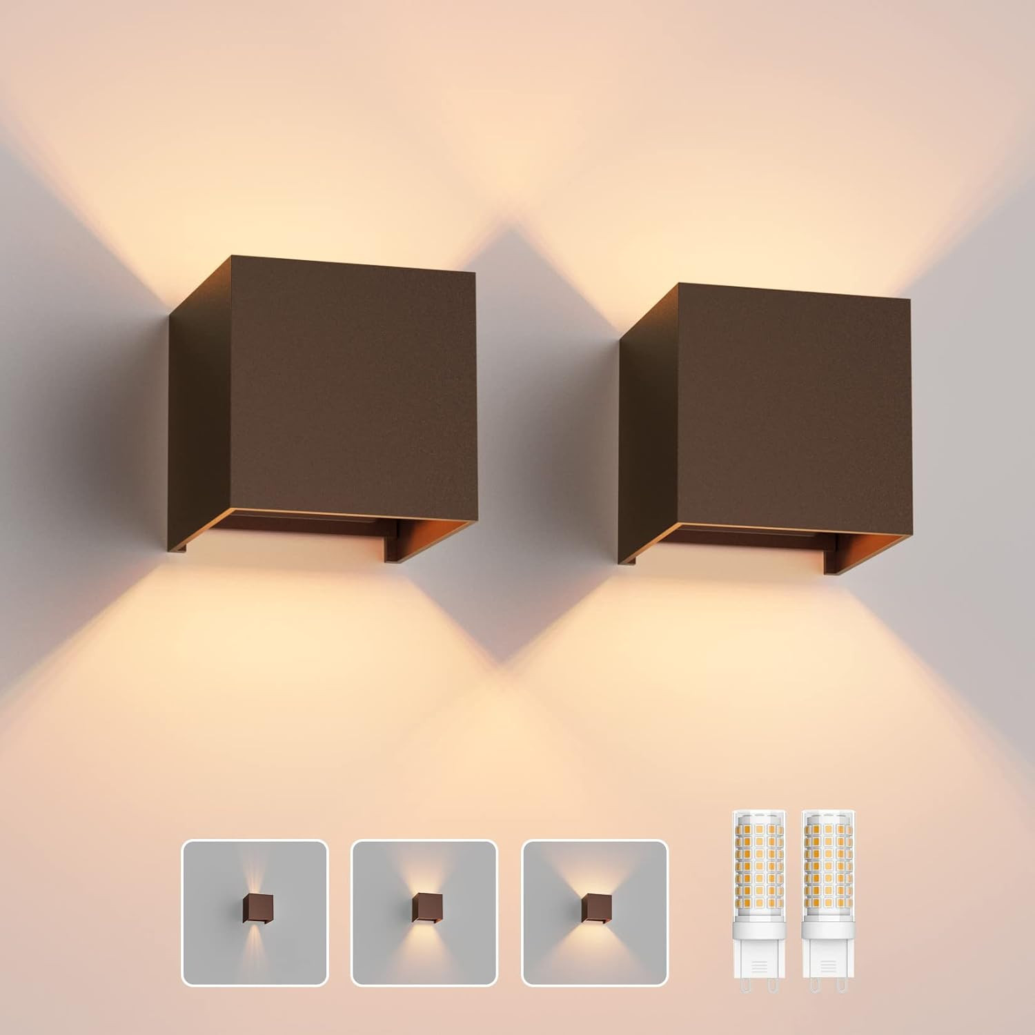 2 Pezzi Lampada Parete LED G9 Professionale IP65 - Alluminio High-Grade