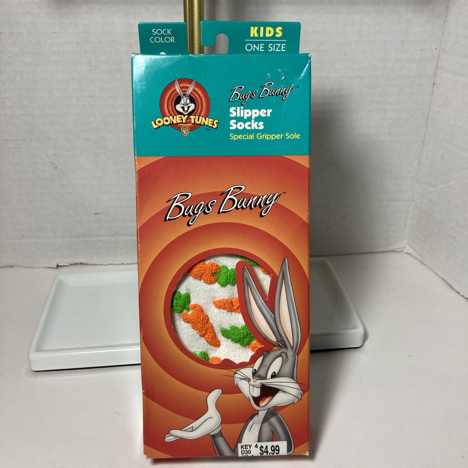 Vintage Looney Tunes Bugs Bunny Slipper Socks Kids Size 6-8 1/2 Non-Slip Grip
