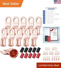 10PCS 1/0 AWG-3/8 Heavy Duty Battery Lugs with 3:1 Heat Shrink TubingUL Liste...