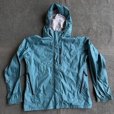 REI Co-op Rain Jacket Youth XL 18 Teal Hooded Waterproof Hiking Kids Light
