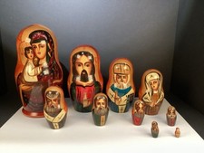 Russian Nesting Dolls Jesus Christ Religious Artist Signed Set of 10 Matryoshka
